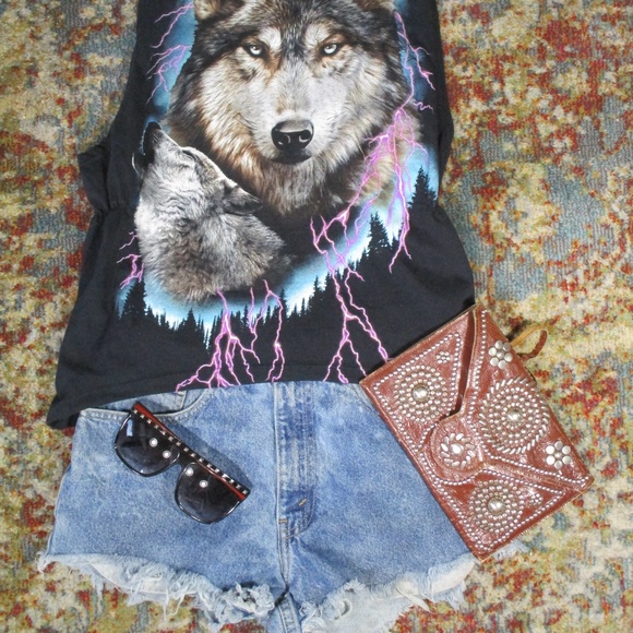 Vtg Levi's Cut Off Shorts Embroidery S/M - Picture 1 of 4